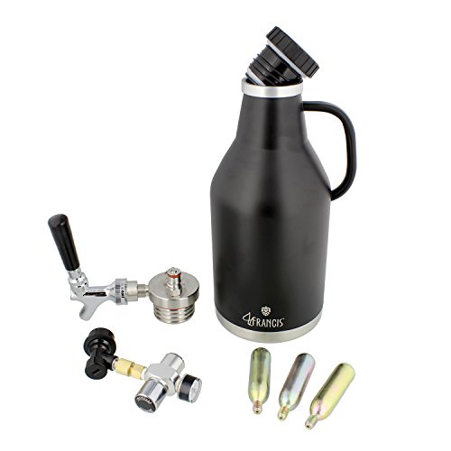 Pressurized Beer Growler 64oz Stainless Steel with Logo – Pressurized Growler Beer Dispenser CO2 Growler, Regulator, Tap