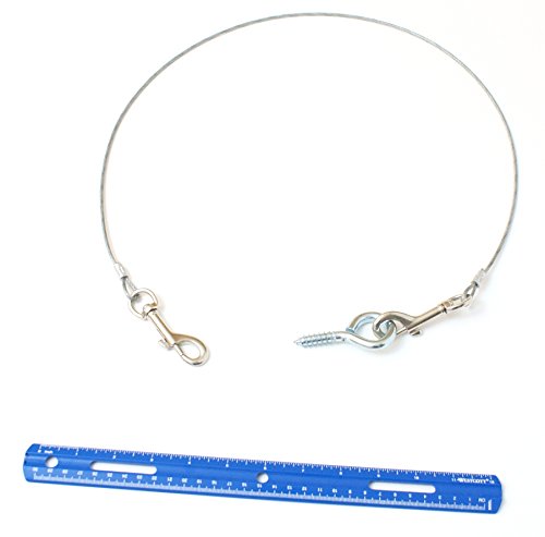 Dog Training Tie Out Cable, 3 Ft Begging Jumping Destructive Chewing Housetraining Counter Surfing Teething Puppy Potty Training Tether Chew Proof Cable (Tie-down with Eye Screw)