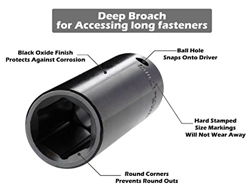 Drixet 1/2" Drive Deep Metric Impact Socket Set | 14-Piece 6-Point CR-V Sockets with Case | Includes Sizes: 10, 11, 12, 13, 16, 17, 18, 19, 21, 22, 24, 27, 30 & 32mm - Thumbnail 2