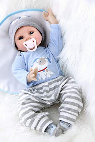 ZIYIUI Reborn Baby Puppe 22''/55cm Lebensecht Weiches Silikon Vinyl Handgemachte Reborn Baby Junge Neugeborenes Reborn Toddlers Junge Mädchen Spielzeug Weihnachts Geschenk – Bild 4