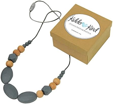 Kiddo Kind Silicone Teething Beads Necklace for Breastfeeding Mothers, Gray