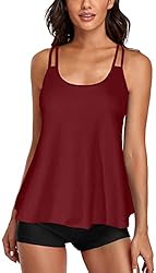 Omichic Women's Loose Tankini Top with Boyshorts