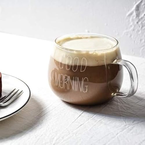 ZINNI-Transparent - Good Morning Transparent Creative Glass Coffee Tea  Drinks Dessert Breakfast Milk Cup Glass Mugs With Handle and Cover (white  good morning) price in Egypt | Amazon Egypt | kanbkam