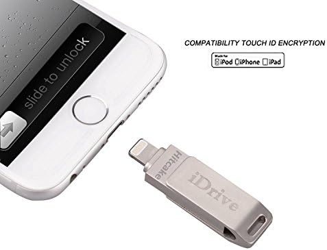 iPhone Flash Drive 64GB, Hitcake Touch ID Encryption Memory Expansion USB OTG High Transfer Speed External Storage for iPad iPod MacBook Laptop IOS Divice Sliver ...