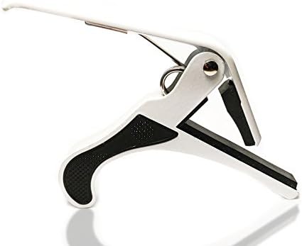 White Guitar Capo - Electric, Classical, Acoustic Guitar Accessories - Low Fret Buzz - Quick Change - Plus 6 Picks