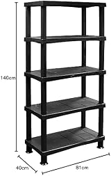 STORM TRADING GROUP Plastic Storage Shelving Unit 4 or 5 Tier Lightweight view 2