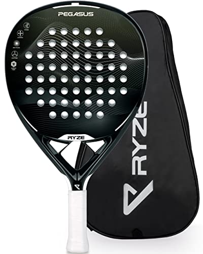 RYZE Padel Racket 100% Carbon Fibre - Maximum Power + Control - with EVA-17 Flex - Lightweight and Durable Structure - Padel Racket for Men and Women - Case Included