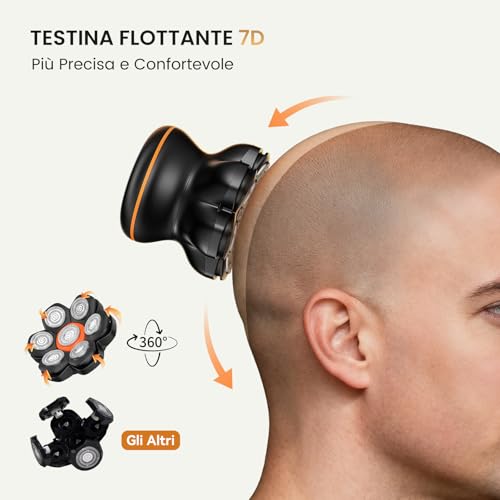 MAXGROOM 7D Shaver Head Bald Absolute Zero 2 Speed 7700 & 6600 RPM, Men's Electric Hair Shaver 0.01 mm, Shaver Hair, Waterproof with LED Display 120 Minutes Battery Life