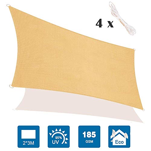 Innoo Tech Sun Shade Sail 2 x 3 m Rectangle Awning, 95% UV Block Canopy, Perfect for Outdoor Patios Garden Backyard Pergola Decking Swimming Pool