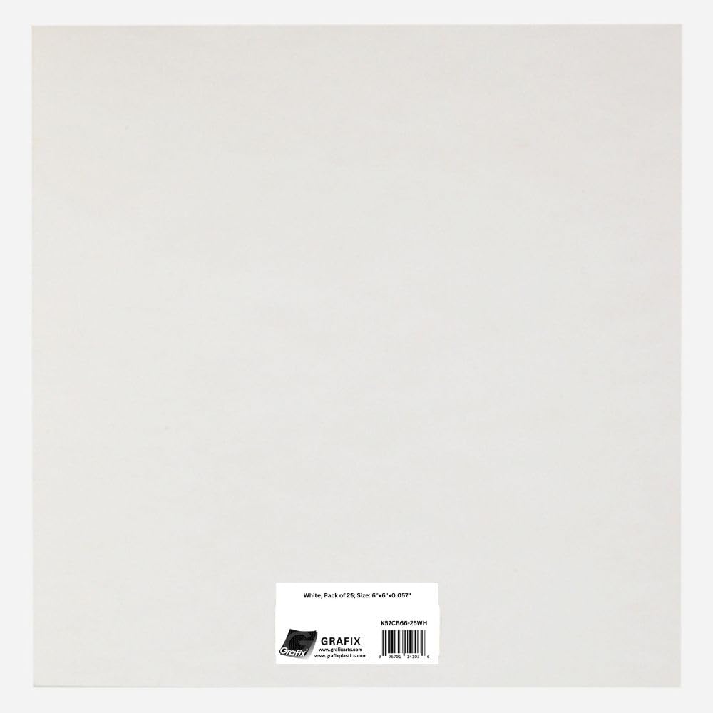 Grafix 6 x 6 inch Medium Weight Chipboard, 25 pieces, White