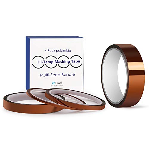 41mvIkZsqML High Temp Tape, ELEGOO 4 Pack Polyimide High Temperature Resistant Tape Multi-Sized Value Bundle 1/8’’, 1/4’’, 1/2’’, 1… - Image 7