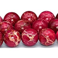 LukeSpiers 8MM Natural Wine Red Sea Sediment Imperial Jasper Beads AAA Round Bead 15"