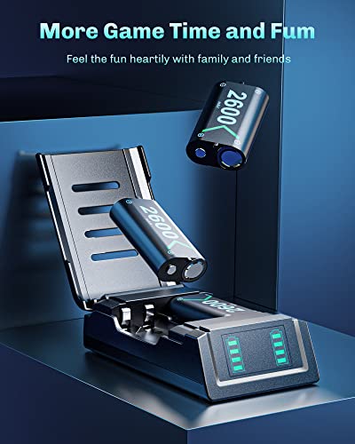 VOYEE Charger for Xbox Controller Battery Pack, 3x2600mAh High Capacity Rechargeable Pack with Fast Station, Led Indicator, Protective Shell One/S/X/Elite/Series X|S