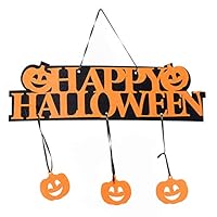 discountstore145 Halloween Hanging Hangtag,Happy Halloween Letter Plate Pumpkin/Skull/Bat Doorplate Props Window Decor,DIY Halloween Party Supplies Halloween Eve Decor Home Decoration A