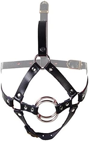 The Bondage Locker Double O Ring Mouth Gag Head Harness, Black