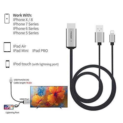 HDMI Cable Compatible with iPhone, SOCLL HDMI Adapter Cord for iPhone