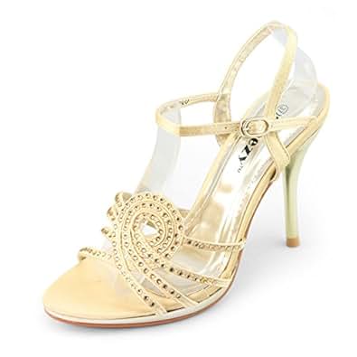 Amazon.com | Lara's Women's Satin Heel Sandals Strappy Dress Stiletto Shoes | Heeled Sandals