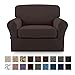 Easy-Going 2 Pieces Microfiber Stretch Chair Slipcover – Spandex Soft Fitted Sofa Couch Cover Washable Furniture Protector with Elastic Bottom Kids Pet Chocolate