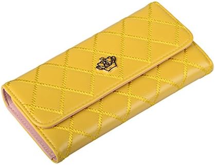 VIVOCH, RFID Blocking Wallet Ladies Luxury Leather Clutch Travel Purse for Women or Girls, W04, Yellow