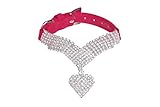 EXPAWLORER Rhinestone Dog Collar Pet Puppy Cat Crystal Collars Girl Jeweled Necklace Rose Small