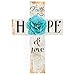 P. Graham Dunn Faith Hope & Love Turquoise Flower Distressed 7 x 5 Wood Wall Art Cross Plaque