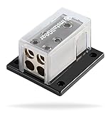 InstallGear 0/2/4 AWG Gauge Power Distribution Block 1/0 Gauge In to (4) 4/8 Gauge Out (Grey)