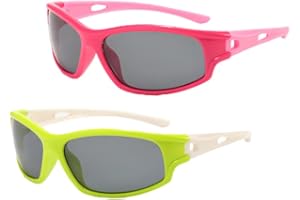 GENERIC Swanoble 2 Pack Kids Polarized Sports Sunglasses For Youth Sunglasses Boys Girls Baseball,Cycling,Flexible Frame,Age 5-8