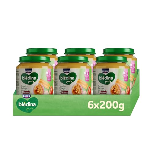 Tarritos de Tomates, Patatas, Zanahoria y Ternera para Bebé. Tarritos Blédina Sin Sal Ni Azúcares Añadidos y Sin Gluten. Desde los 6 Meses, Pack 6x200g