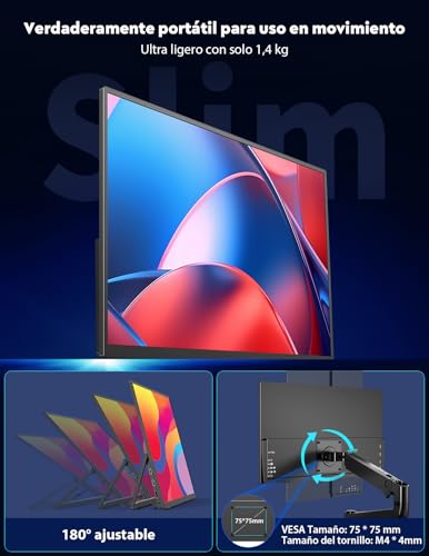 MAGICRAVEN Wireless Monitor Portable Wireless Screen 18.5 Inch 1080P IPS Portable Monitor 125% sRGB Monitor for Laptop Mac PC Gaming Switch Phone, Support AirPlay/Miracast