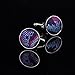 Barry.Wang Purple Paisley Ties Handkerchief Cufflinks Set for Wedding