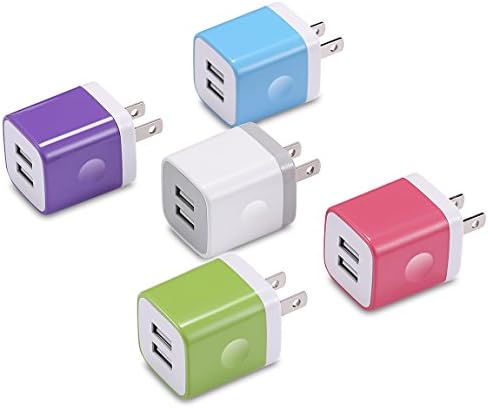 USB Wall Charger LEEKOTECH 5-Pack 2.1A/5V Dual Port USB Charger Plug Power Adapter Box for iPhone X, 8, 7/7 Plus, 6/6S Plus 5S, Samsung Galaxy S5 S6 S7 Edge, HTC, LG, Nokia
