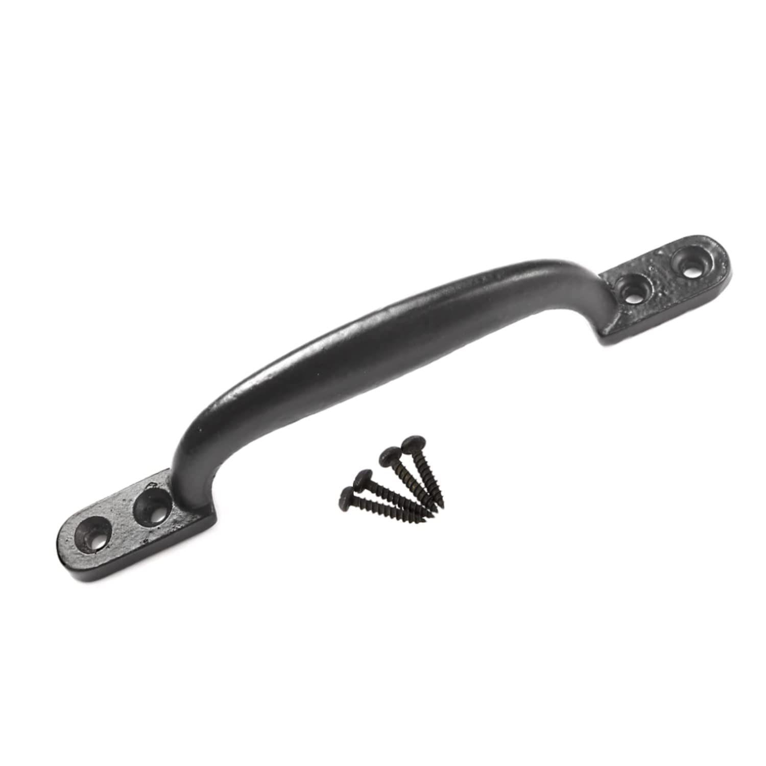 SISI UK Black Door Bows Pull Handles 6-Inch/150mm Sliding Barn Door Handle Retro Bow Shaped Garden Gate Garage Shed Cabinets Door Grab Handles with Screws Pack of 1