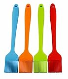 ICarenis Silicone BBQ Brush, Heat Resistant Basting Brush For Cooking, Baking Pastry And Grilling-Set Of 4 (Large)