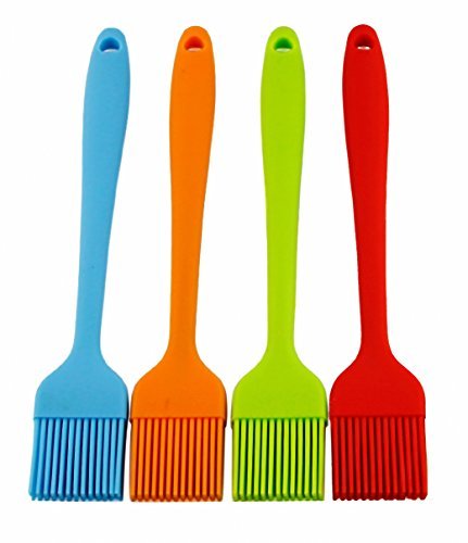 ICarenis Silicone BBQ Brush, Heat Resistant Basting Brush For Cooking, Baking Pastry And Grilling-Set Of 4 (Large)