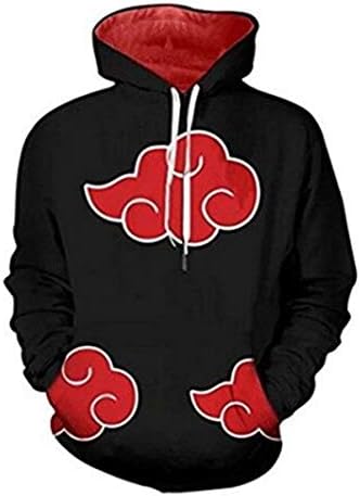 Men Naruto 3D Print Pullover Hoodie Long Sleeve Sweatshirt with Kangaroo Pocket AA