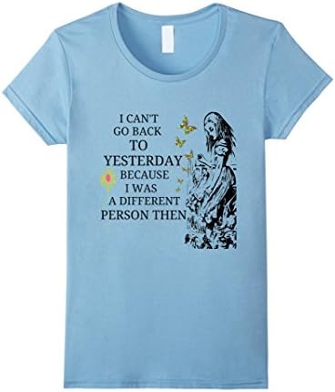 Women's ALICE IN WONDERLAND T-SHIRT MOTIVATIONAL SHIRT! Small Baby Blue