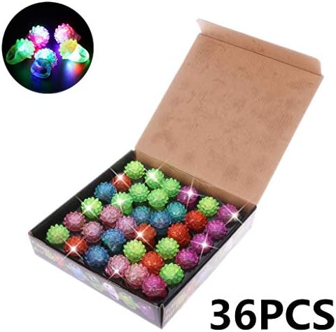 Guoyy 36pcs Strawberry Flashing LED Light Up Toys Bumpy Rings Party Favors Supplies Glow Jelly Blinking Bulk
