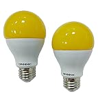 60Watt Yellow LED Bug Light Bulb 2-Pack No Blue Light Outdoor 800Lm 120V E26 Medium Base
