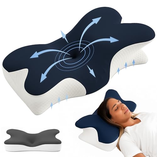 Neck and Neck Pillow, Memory Foam Pillow, Cervical Pillow, Ergonomic Pillow, Orthopedic Pillow, Anti-Snoring Pillow for Side Sleepers, Back and Mouth Down