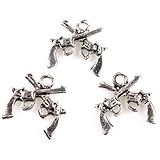 40x Charms Double Guns Antique Silver Alloy Jewelry Making Findings Accessory