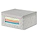 mDesign Medium Fabric Stackable Closet Storage Organizer Box, Front Window/Lid - Bedroom, Office, Mudroom Organization, Hold Clothes, Blankets, Linens, Spira Collection, 4 Pack, Taupe/Natural Chevron