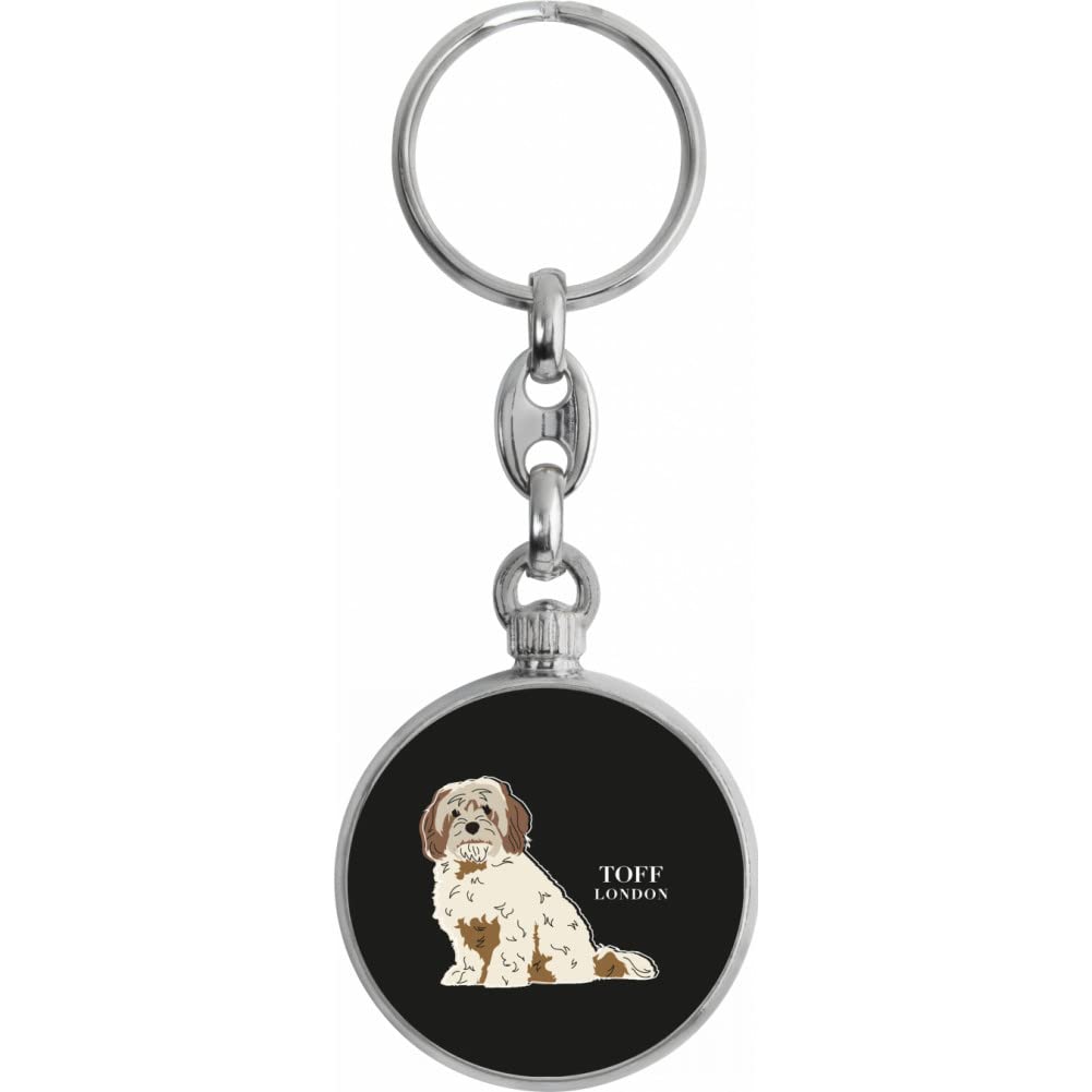 Toff London Beige And Brown Cavachon Dog Keyring