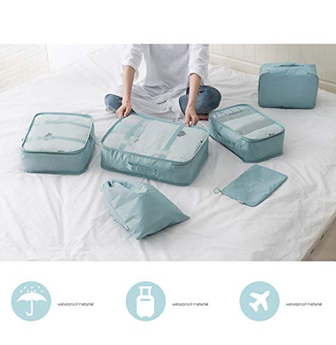 EFAILY Lightweight Luggage Packing Organizers 6 pcs Luggage Packing Organizers Packing Cubes Set for Travel (Light blue) - Thumbnail 6