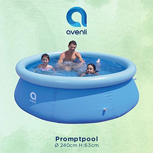 Avenli Pool 240 x 63 cm Family Prompt Set Pool Aufstellpool mit Pumpe Schläuchen und Filterkartusche blau Pool-Set Gartenpool rund Schwimmbecken für Familien & Kinder (244 x 63 cm) – Bild 3