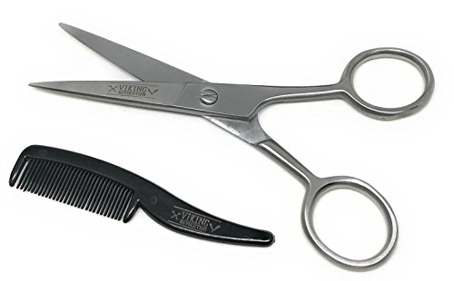 BEST DEAL Beard and Mustache Scissors w/Comb and Synthetic Leather Case Professional Sharp Surgical Grade Steel for Trimming, Grooming, Cutting Mustache, Beards & Eyebrows Hair