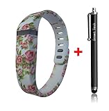 Smart Tech Store Roses Flowers White Syle Replacement Band With Clasp for Fitbit FLEX Only /No tracker/ Wireless Activity Bracelet Sport Wrist band for Fit bit Flex Bracelet Sport Arm Band Armband (Small)