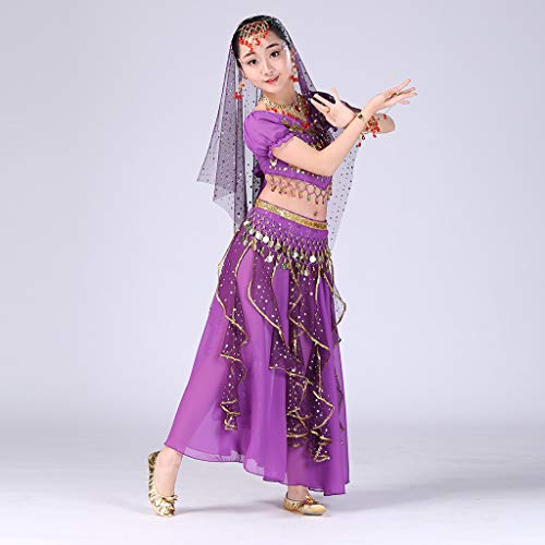 image for CCOOfhhc Girls Halloween Costume Set - Kids Belly Dance Halter Top Dre