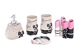 5 Pieces Glamour Girl Bathroom Accessory Set Complete, Ivory Girly Bathroom Decor for Bathroom, Powder Room, Kitchen