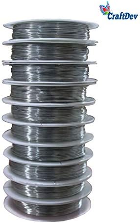 CraftDev Metal Wire for Art & Crafts Work, DIY Jewellery Making and Beading (0.3mm Silver 20mtr X 10 Rolls)