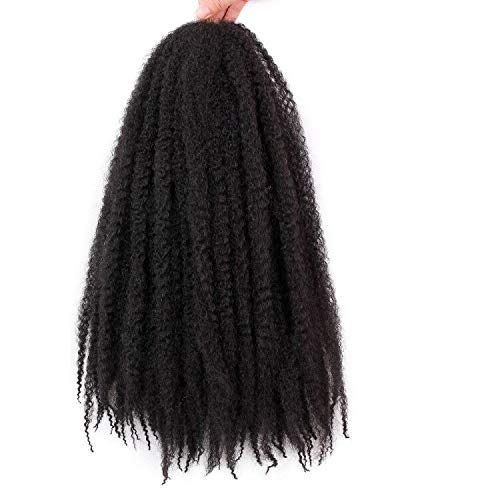 GX Beauty Marley Twist Braiding Hair Synthetic Afro Twist Braid Hair 3Packs Kinkys Hair for Braiding 18Inch 100g/Pcs (#1B) (The Best Hair For Kinky Twist)